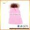 Winter Knit Pom Pom Hat Beanie with Fur Pompom for Women Lady