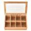 Custom print unfinished Bamboo wooden tea packaging  with glass top