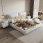 Nordic european designs leather wooden beds king queen size