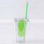 Double Wall Plastic Fruit Infuser Cup With Straw