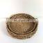 Round Seagrass Woven Serving Tray with Handles Ottoman Tray for Breakfast