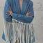New American retro blue design with tassel loose jacket and suit top