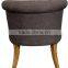 Tufted wooden vintage gray linen fabric upholstery chair
