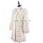 Beige color High quality rex rabbit fur coat with fox fur collar