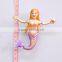 Pearl Powder 4 inch Plastic Nude Small Mermaid Girls Figures Ornament, Mini Mermaid Statue