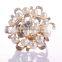 fashionable flower shape plastic pearls metal alloy napkin rings
