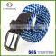 Professional Manufacturer Customize Fashion Alloy Buckle Colorful Durable Braided Webbing Cotton Belt With Genuine Leather