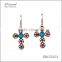 Yiwu Wholesale Jewelry Factory D Exceed Fashion Ethnic Beaded Gold Plating Cross Drop Earrings