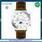 FS FLOWER - SG 1653 Mechanical Automatic Mechanical Movt Moonphase Calendar Watch Bule Leather Strap Men's Quality Watches