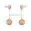 Unique design hollow design ball shape pendant earring rose gold plated jewelry dangling women's jewelry