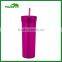 2016 Custom Items Double Wall Coke Cup Plastic Coffee Advertising Mug with Straw & Cap used on Beach