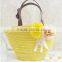 4 Color Wheat Straw Women Tote Beach Bag With Round Handle Big Size Bag and Flower Decoration