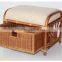 Rattan Wicker Ottoman Footstool Pouf Stool W/Basket