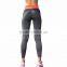 Awesome design gym pants ladies yoga pants with contrast color waistband