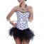 Women's Fashion Sexy Satin Lingerie Corset Bustier With Tutu Mini Skirt Set