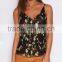 new floral design allover embroidery fancy tops woman summer sleeveless sexy tops
