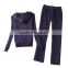 Ladies Navy Plain Velvet Suit with Mixed Size