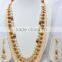 LONG Gold Plated Pearl Beads Necklace EARRING Set
