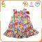 2016 hot sale summer printing girl flower strap party bow kids dress