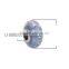 Lampwork Glass & Cubic Zirconia European Style Large Hole Charm Beads Round Blue Clear W/ Stainless Steel Silver Tone Core