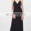 oem service side slit off shoulder v neck sleeveless maxi dress