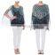 Batwing Sleeve Chiffon Tribal Animal Print Poncho for Old Women