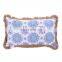 Factory Supply Waterproof Durable Blue Comfort Classics Flower Screen Printing Outdoor Pillows With Jute Fringes