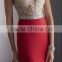 2015 New Sexy Red Spandex Evening Dress with Beading and Hpllow Out High Quality Boat Neck and Sleeveless Evening Dress