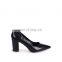 Women beautiful design black snake color block heel court shoe pointed toe sandals shoes (sandalias mujer)