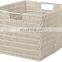 High quality large capacity stainless steel frame hand woven storage basket plastic vine storage box