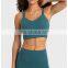 Wholesale Ribbed Fixed Pads Thin Straps Sexy Gym Yoga Bra Cross Back Sports Training Bra Top Women Fitness Workout Active Wear