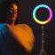 Оптовая красивая 12-дюймовая RGB-фотографическая LED-колечная лампа для селфи со стойкой-триподом для стриминга, макияжа, видеозаписей, TikTok rin