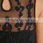 Summer 2015 Sleeveless Sheer Womens Sexy Floral Embroidered Black Mesh Tops
