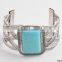 Large turquoise antique silver textured wide cuff bangle