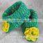 Green multi-color knit slippers,crochet beaded yellow flower,Alaskan lilies,gift for mom and baby,customized size knitted shoes