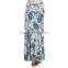 Women Blue Paisley Print Jersey Maxi Skirt Muslim Long
