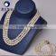 pearl wedding jewellery Wholesale real fresh water cultured white pearl 3 layer bead necklace set