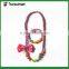 Candy colorful beaded necklace bracelet set with ribbon bow tie for kids