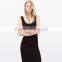 New arrival sleeveless long black maxi dress in flat knit rib fabrics