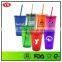 FDA certification Plastic double wall Slurpy with crazy straw 16 ounce