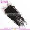 Wholesale virgin indian hair silk base free part closure deep curly invisible part closure