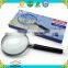 hot sale Glass Material 90mm magnifying glass:Handheld metal magnifier