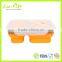 BPA Free 2-compartment 600ML+300ML Silicone Lunch Box Food Container with Lid Folk Spoon,Leak Proof Collapsible Lunch Box
