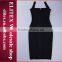 2015 Newest unique high quality black open fork hem wholesale bandage dress