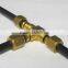 Threaded type brass or stainless steel SS T connectors with ferrule set