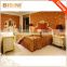 French Graceful Wood Carving Bedroom Set, Luxury Home Gilt Bedroom Furniture, Fancy White Hand Painted Super King Size Bed