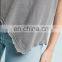Ladies Grey Tops On Sale Short Sleeves Basic Tops With Frayed Asymmetric Hem