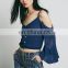 High quality ladies cotton off the shoulder top, bell sleeve top