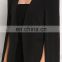 2017 New Design Hot Sale Woman's Black Longlined Slit Cape Blazer