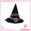 Costume halloween party favor witch hat dressed with purple ribbon and button